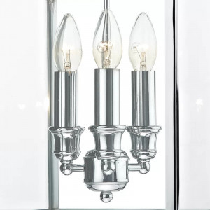Lustra tip pendul Parksley, 3 lumini, metal/sticla, transparent/argintiu, 29 x 29 x 66-266 cm