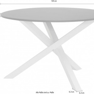 Masa de sufragerie Home Affaire, lemn masiv pin/MDF, alb/maro, 120 x 120 x 77 cm - Img 2