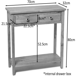 Masa tip consola Farris, lemn masiv/MDF, natur, 70 x 32 x 80 cm