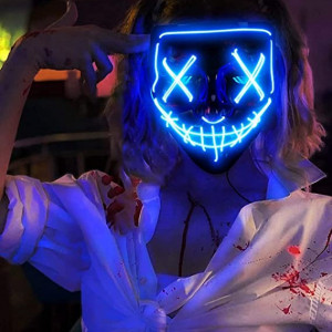 Masca pentru Halloween Sugoo, LED, PVC, negru - Img 5