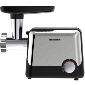 Masina de tocat Heinner DualSteel 2100 HMG-2100BKS3, Putere 2100W, Accesoriu rosii, Cutit Inox, Negru/Inox
