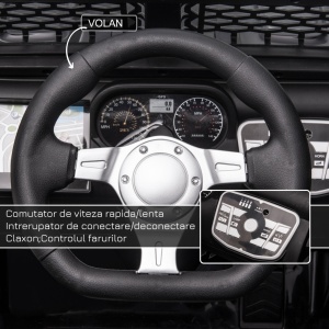 Masina electrica copii Re-Bloom, 12V 4.5AH 2x35W, PP/otel, 100x64.2x71 cm, telecomanda, faruri, 3-5 km/h, autonomie, varsta 3-6 ani, 30 kg, negru - Verificat A · Re-Bloom - Img 5