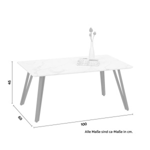 Masuta de cafea Florence, MDF/metal, alb.gri/negru, 100 x 60 x 45 cm