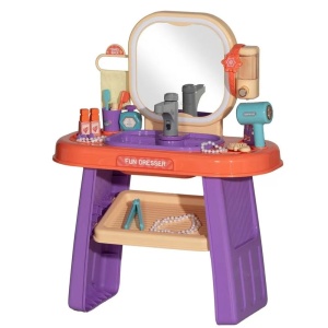 Masuta de Machiaj jucarie Rovo 959, Oglinda cu Lumini LED si Muzica, Robinet cu senzor, Dispenser Sapun, 23 piese - Img 5