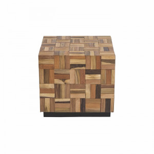 Masuta laterala Digiovanni, lemn masiv tec, 40 x 45 x 45 cm - Img 7