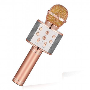 Microfon profesional wireless karaoke cu Bluetooth, difuzor, Radio FM, USB TF, inregistrare sunet, acumulator, 23 x 7,5 cm