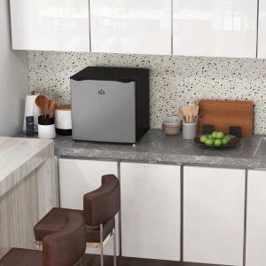 Mini congelator 35L cu raft detasabil, usa reversibila, otel/plastic, 47x44.2x48.8cm, Argintiu/Negru - Verificat A · Re-Bloom - Img 2