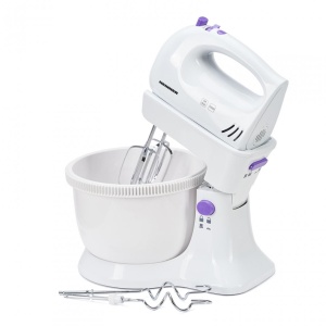 Mixer cu bol Heinner HMB-350UV, 300W, 5 viteze + turbo, Alb/Ultraviolet - Img 3