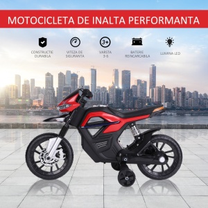 Motoreta electrica copii Re-Bloom, 6V 500mA, PP/metal, 105x52.3x62.3 cm, suspensie dubla, muzica+lumini, 3 km/h, autonomie 45 min, varsta 3-6 ani, 30 kg, rosu/negru - Verificat A · Re-Bloom - Img 6