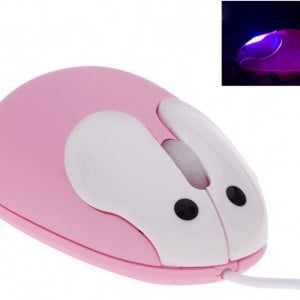 Mouse optic cu fir BestFire, aspect de iepuras, roz, 1200DPI - Img 1