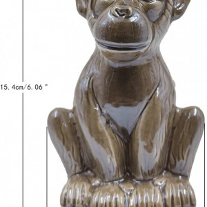 Obiect decorativ Casaido, model maimuta, maro inchis, ceramica, 15,4 x 10,2 x 10 cm, - Img 2