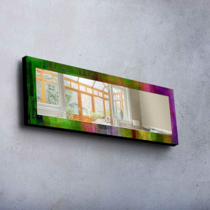 Oglinda de perete Arneson, lemn masiv, multicolor, 120 x 40 x 1 cm - Img 3