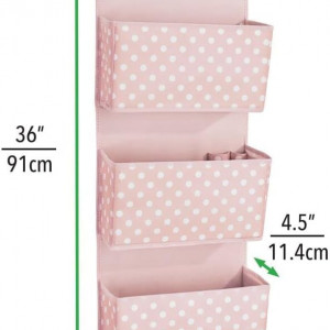 Organizator suspendat mDesign, textil, alb/roz, 91 x 13 x 11,4 cm