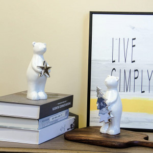 Ornament de ceramica urs polar Casaido, alb, 9 x 8 x 18 cm - Img 5