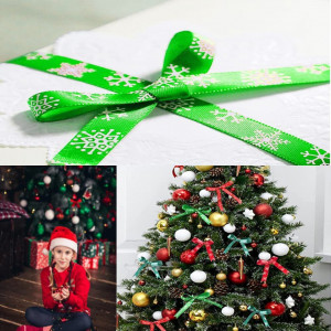 Panglica de Craciun CCLKHY, poliester, verde/alb, 2 m - Img 3