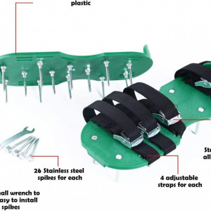 Pantofi aerator de gazon EEIEER, nailon/plastic/metal, verde, 29,72 x 12,95 x 0,58 cm - Img 7