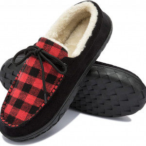 Papuci de camera TEGELE, textil/cauciuc, rosu/alb/negru, 41 - Img 1