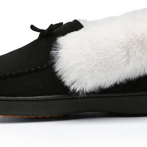 Papuci de iarna cu blana Mishansha, textil/cauciuc, negru/alb, 38 - Img 7