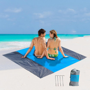 Patura de plaja/picnic NyShine, poliester, albastru/gri, 305 x 275 cm - Img 1