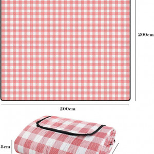 Patura pentru picnic Victarvos, PEVA, rosu/alb, 200 x 200 cm - Img 3