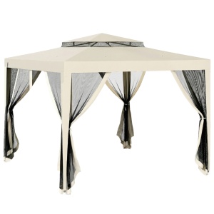 Pavilion gradina 3x3m cu plasa tantari, acoperis dublu, cadru metal, Bej - Verificat A · Re-Bloom