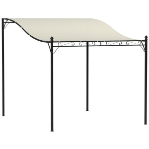 Pergola adosata curbata, metal/poliester, 298x248x200/250 cm, 16 orificii drenaj, rezistenta vant nivel 4, 2 decoratiuni + 8 tarusi + 8 suruburi incluse, alb crem - Verificat A · Re-Bloom