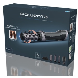 Perie rotativa cu aer cald Rowenta Brush Activ UB9534F0, 1000W, 2 trepte de viteza/temperatura, 2 perii rotative 40/50mm, 1 perie de 30 mm, 1 perie paddle, husa inclusa, functie jet de aer rece, generator de ioni, invelis ceramic, Resigilat, Grad B