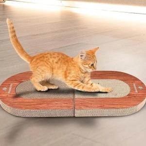 Pfotenolymp jucarie interactiva pisici, carton ondulat, minge, catnip, Maro - Verificat B · Re-Bloom