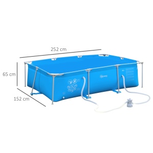 Piscina pentru adulti Re-Bloom, PVC 1000D/otel, 252x152x65 cm, pompa 20W inclusa, cablu 2.2m, certificata CE, albastra - Verificat A · Re-Bloom - Img 2