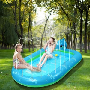 Piscina pentru copii cu stropitoare Ekkong, PVC, verde/albastru, 101 x 167 cm - Img 7