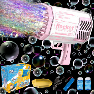 Pistol electric pentru baloane de sapun KOIROI, ABS, alb/roz, 21,5 x 22 cm