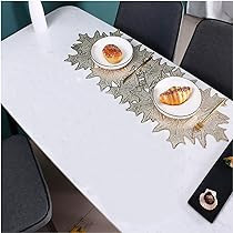 Placemat decorativ pentru masa Hosoncovy, PVC, auriu, 33 x 90 cm