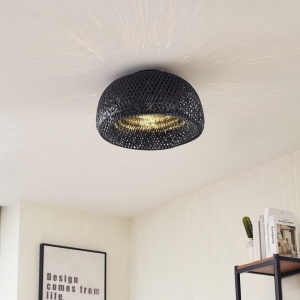 Plafoniera Linbdby Eksil, din ratan sintetic negru, soclu E27 , diametru 46.5cm, LINDBY - Img 4