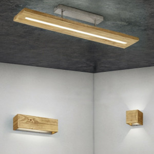 Plafoniera Trio Brad, LED, metal/lemn, natur, 16,7 x 20 x 100 cm - Img 2