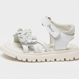 Primigi, Sandale flatform din piele, Alb optic, Argintiu, 25 EU, Resigilat, Grad B - Img 4