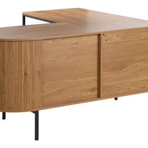 Produs Resigilat Birou de colt Re-Bloom Solari, MDF/fier, 140x140x72 cm, spatiu depozitare, 30 kg, maro/negru - Verificat A - Img 4