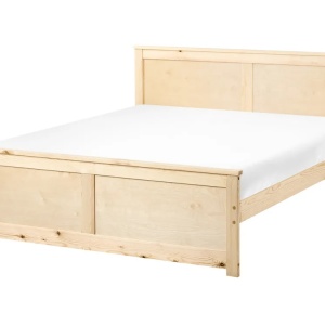 Produs Resigilat Pat Re-Bloom Dauphin, 140x200 cm, lemn de pin/MDF, somiera 2x16 lamele, tablie 82x149 cm, 240 kg, natur - Verificat A