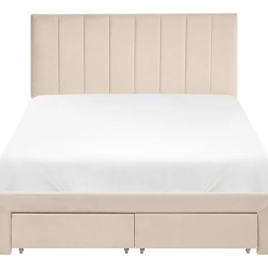 Produs Resigilat Pat Re-Bloom Lonzac, 120x200 cm, catifea/lemn, somiera 12 lamele, tablie 125x51 cm, picioare 28 cm, bej - Verificat A - Img 5