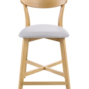Produs Resigilat Set 2 scaune de bar Re-Bloom Hope, lemn cauciuc/textil, 49x54x93 cm, 110 kg, natur/gri - Verificat A - Img 6