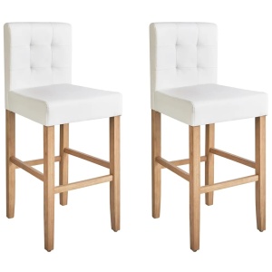 Produs Resigilat Set 2 scaune de bar Re-Bloom Madison, piele ecologica/otel/cauciuc, 47x52x108 cm, 115 kg, alb/natur - Verificat A