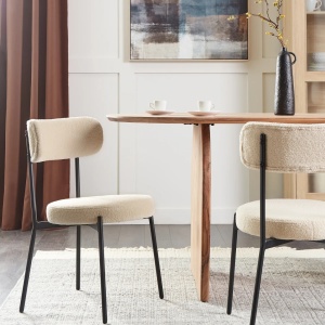Produs Resigilat Set 2 scaune dining Allison, boucle/otel, 47x52x77 cm, 120 kg, bej deschis si negru - Verificat A - Img 6