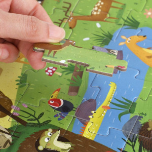 Puzzle cu 63 piese pentru copii OhMill, hartie, animale, multicolor, 48 x 33 cm - Img 4