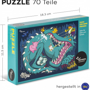 Puzzle pentru copii DENTROPIA, model dragon, plastic, multicolor, 70 piese, 18,3 x 11,5 cm - Img 3