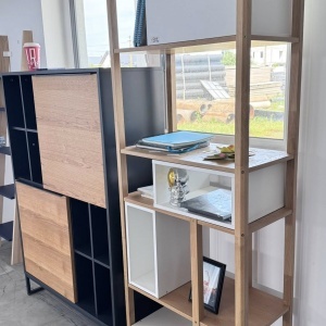 Raft de depozitare Insar by Otto, MDF, natur/alb, 70 x 38 x 199 cm - Img 5