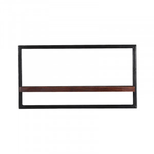 Raft de perete Rivero, lemn masiv/metal, maro/negru, 35 x 65 x 25 cm
