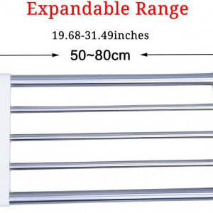 Raft extensibil pentru dulap Baoyouni, otel inoxidabil/ABS, argintiu/alb, 50 - 80 x 25 cm 