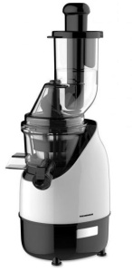 RESIGILAT – Storcator de fructe cu melc Heinner HSJ-200WH, 200W, 75RPM, Tub larg 80 mm, Recipiente fara BPA, Functie reverse, Alb/Negru