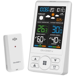 RESIGILAT - Statie meteo cu prognoza animata GoGEN ME 1250W, LCD color, senzor extern fara fir, alb