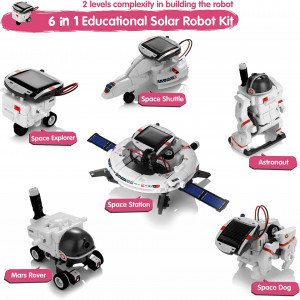 Robot educational cu incarcare solara 6 in 1 Batlofty, ABS, alb/negru/rosu, 24 x 18 x 6,3 cm - Img 7