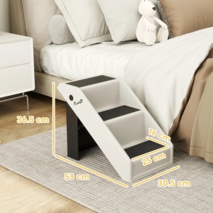 Scara pentru caini si pisici Re-Bloom, PP/EVA, 53x30.5x36.5 cm, pliabila 63x30.5x11.3 cm, 3 trepte antiderapante, 10 kg, crem/negru - Verificat A · Re-Bloom - Img 3